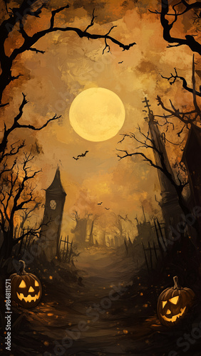 Halloween dark Pumpkin colorful image and halloween background
