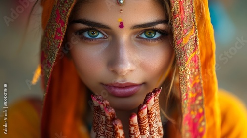 Portrait of woman at navratri celebration