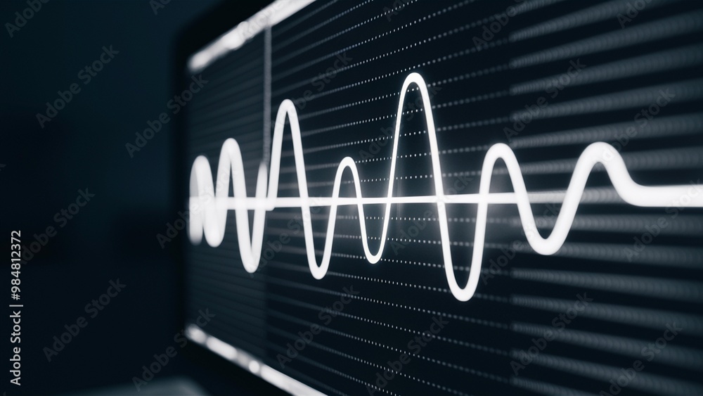 Obraz premium Monochrome digital waveforms on a computer screen