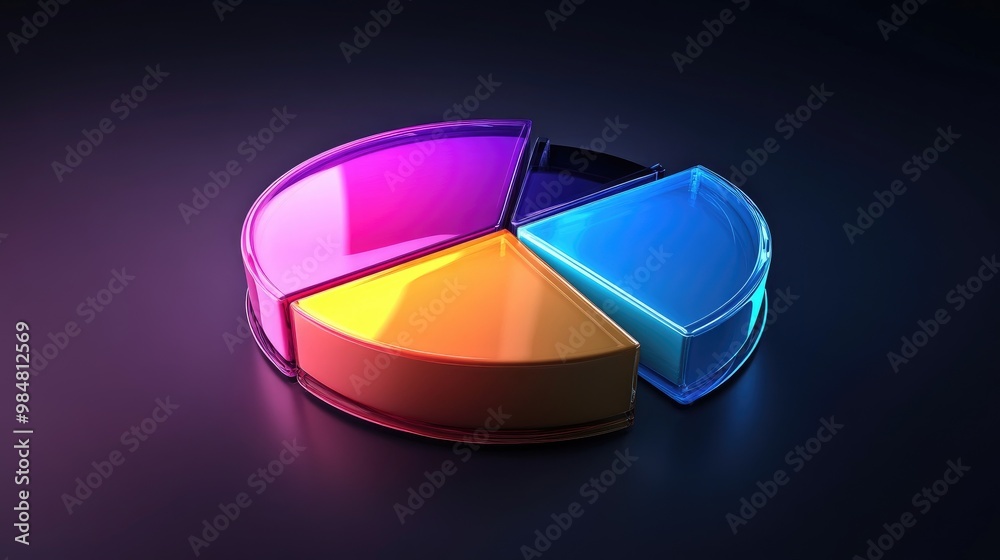 A 3D pie chart with transparent segments highlighting different financial categories, set against a sophisticated, dark background for contrast. A 3D pie chart with transparent segments highlighting different financial categories, set against a sophisticated, dark background for contrast.