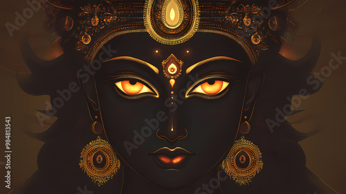Head shot of hindu kali goddess statue. Hindu Deities. Illustration photo