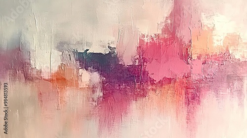 An abstract painting featuring soft pastel colors blending harmoniously, creating a serene and sophisticated visual experience.