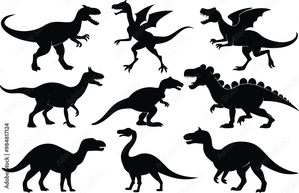 Cartoon vector black dinosaur silhouette clipart Cartoon vector black dinosaur silhouette clipart