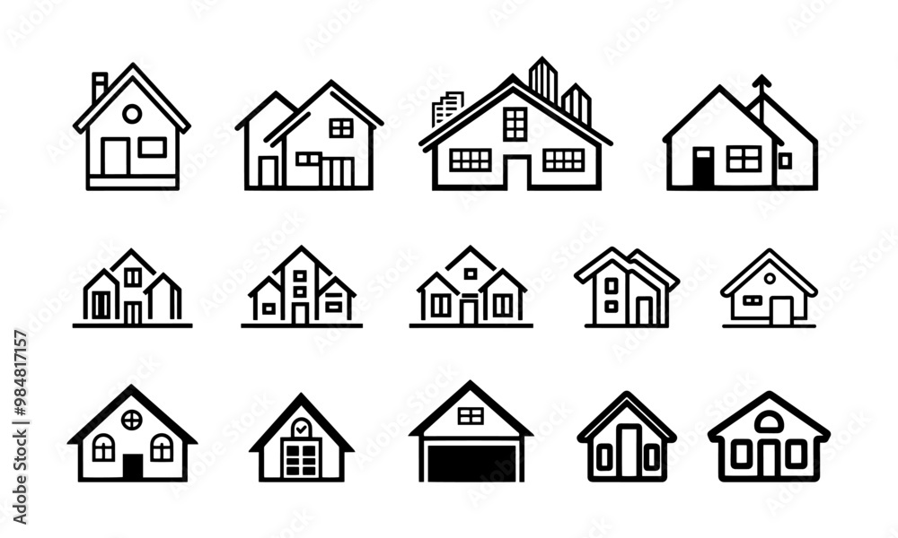 Fototapeta premium set of real estate web editable icons, house icon 