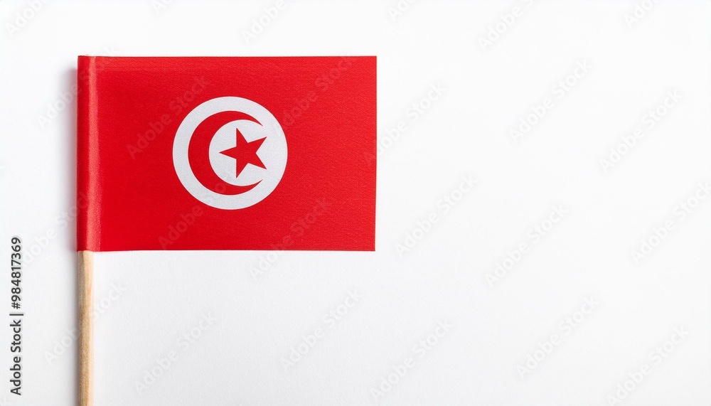 Fototapeta premium 小さな紙のチュニジア共和国の国旗（small paper Tunisia flag） 