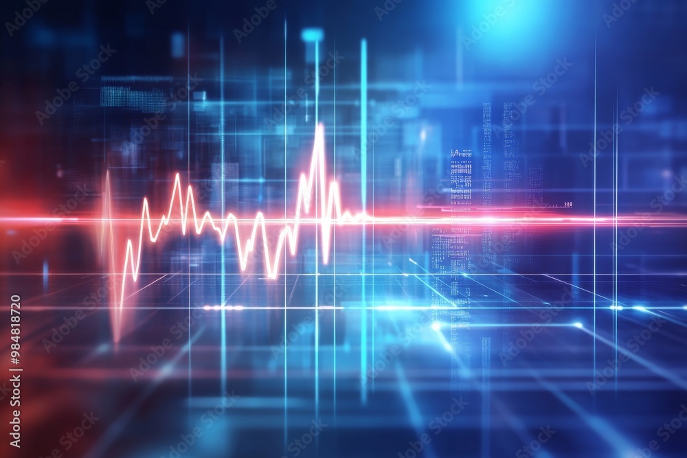 Futuristic Digital Heartbeat and Data Analysis Futuristic Digital Heartbeat and Data Analysis