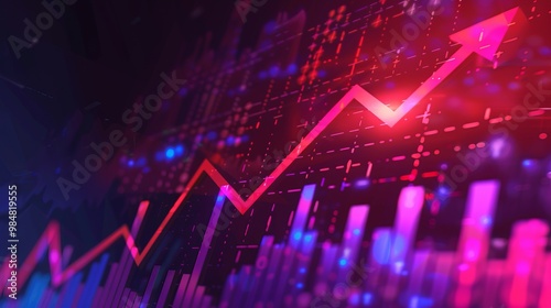 illustration of arrow up, market stocks background concept