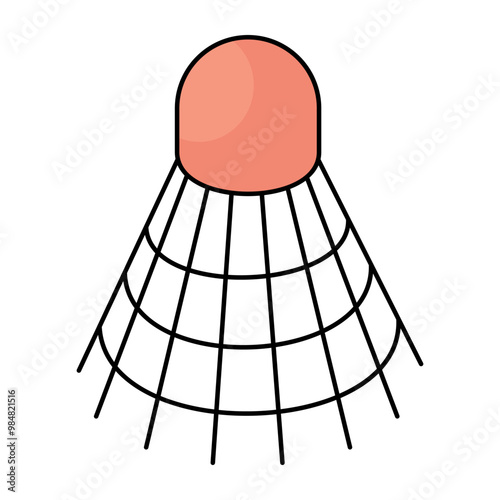 Badminton birdie icon, flat design of shuttlecock