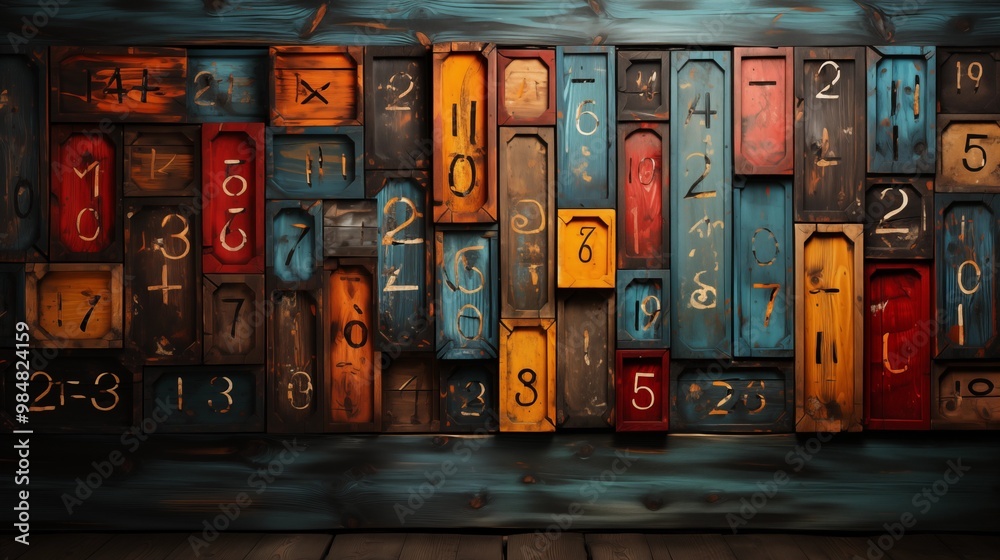 Сolorful math fractions on the wooden backgrounds. Сolorful math fractions on the wooden backgrounds.