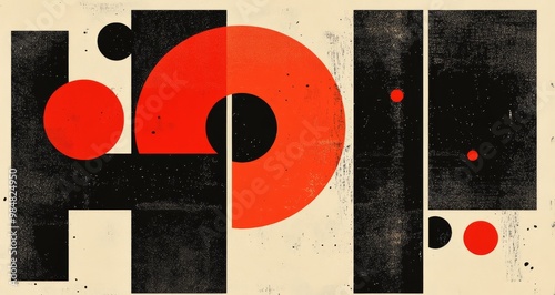 Abstract geometric design featuring vibrant circles and lines in a dynamic ar...