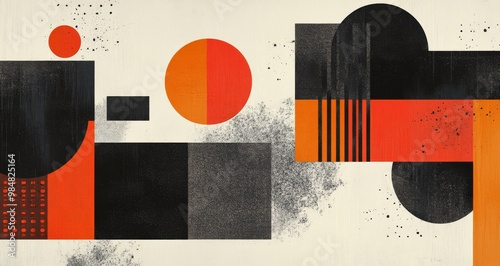 Abstract geometric design featuring vibrant circles and lines in a dynamic ar...