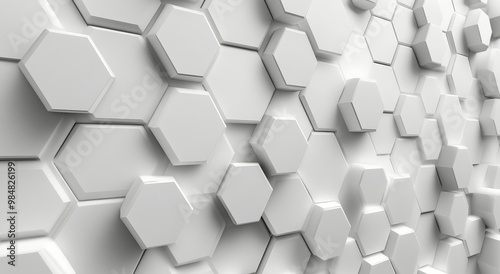 Modern white hexagonal wall design showcased in a contemporary interior space