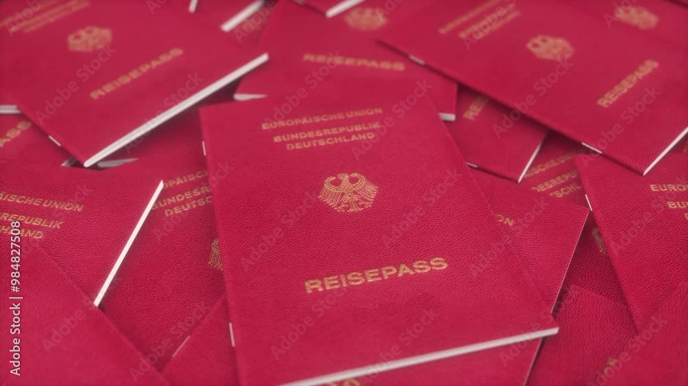German passports. German immigration, citizenship, travel and tourism concept German passports. German immigration, citizenship, travel and tourism concept