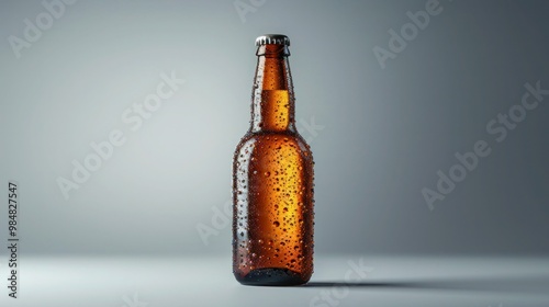 Isolated Bottle of Beer, Cider, or Champagne with Clipping Path on White Background