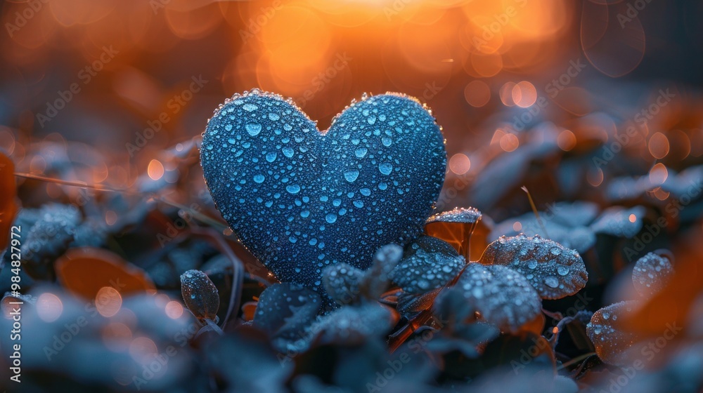 Fototapeta premium Blue Heart on Wooden Background for Baby Theme