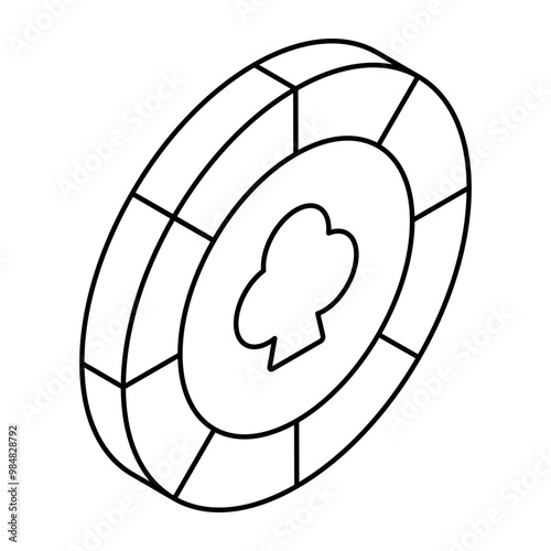 A colored design icon of casino token