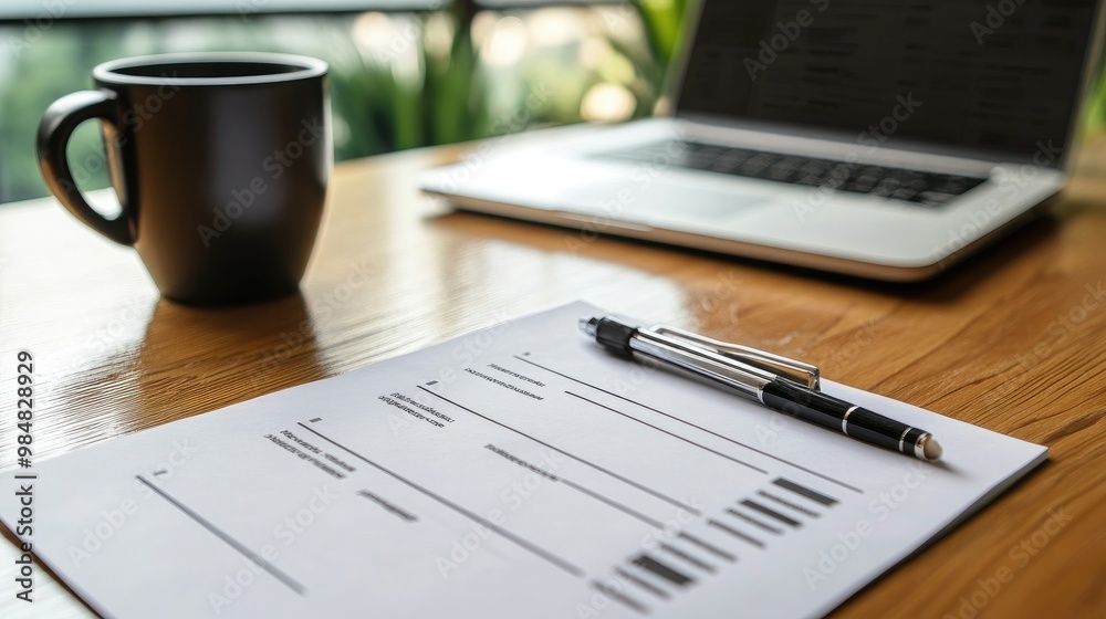 A close-up of handwritten feedback forms with detailed comments and suggestions, placed on a desk next to a laptop and coffee mug A close-up of handwritten feedback forms with detailed comments and suggestions, placed on a desk next to a laptop and coffee mug