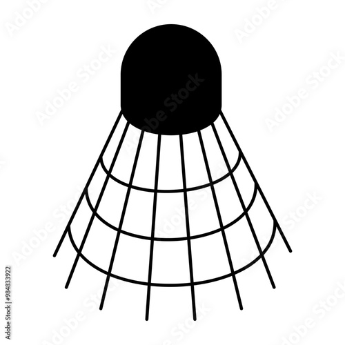 Badminton birdie icon, flat design of shuttlecock