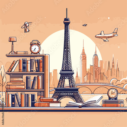 ilustration of eiffel tower city