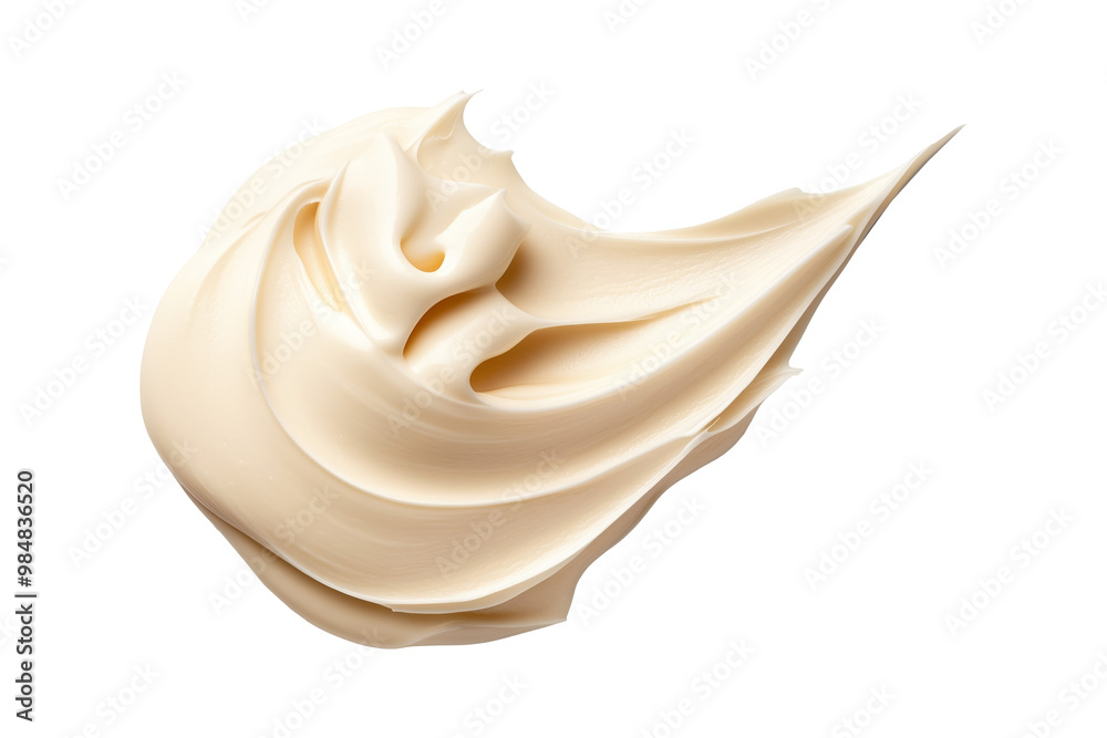 Closeup of Light cream swirl isolated on white background. Concept of dessert and sweet treat Closeup of Light cream swirl isolated on white background. Concept of dessert and sweet treat