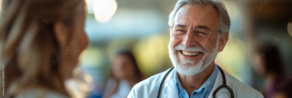 custom made wallpaper toronto digitalSmiling doctor talking to a patient.