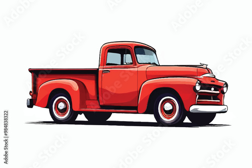 Retro pickup truck vector design. Old retro pickup truck. Vintage transport vehicle. Classic vintage truck.	