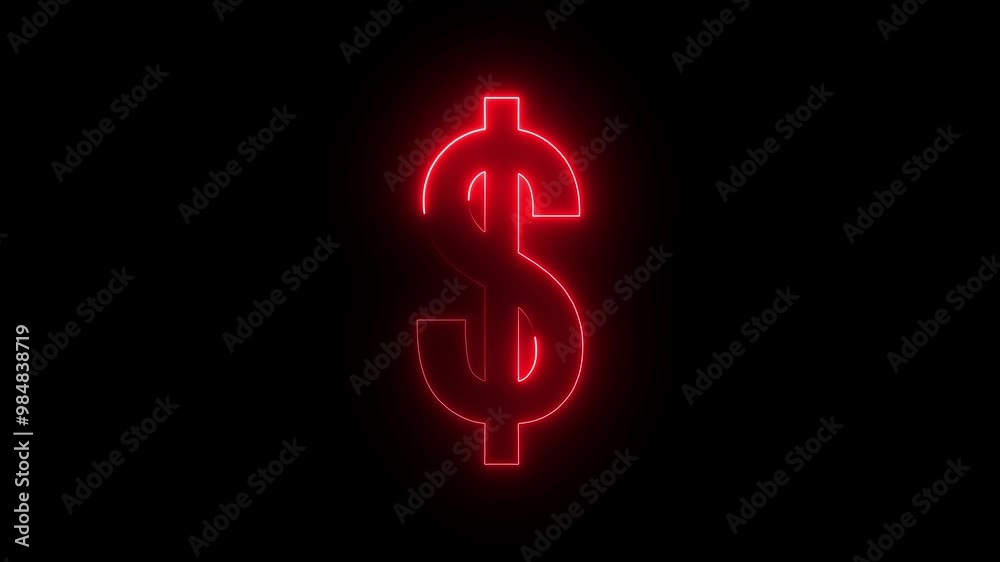 Dollar logo animation by red color neon on black background. Dollar logo animation by red color neon on black background.