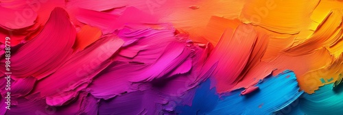 A vibrant abstract background with rich texture, showcasing a dynamic interplay of colors like red, orange, purple, blue, and pink. The image evokes a sense of energy, movement, and creative expressio photo