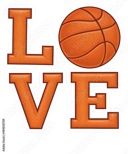 Basketball LOVE Typography with Sporty Design