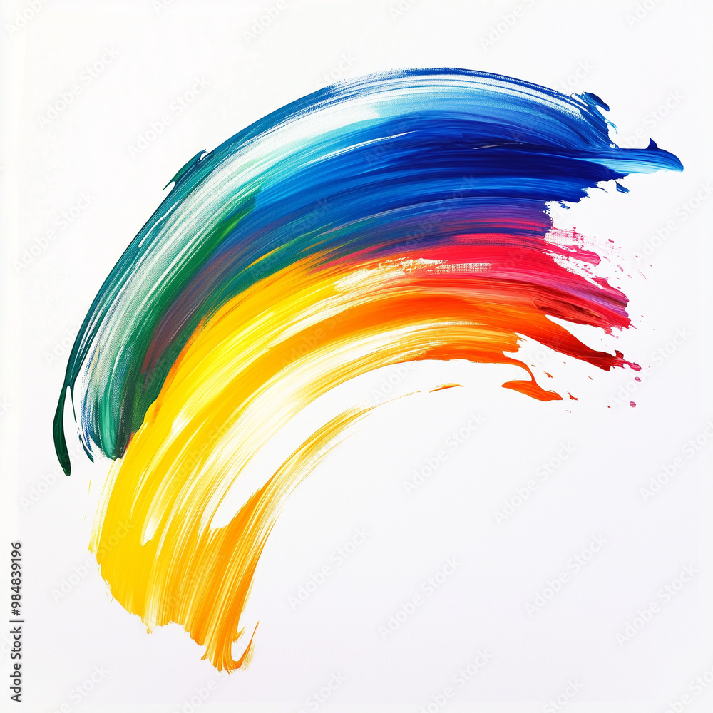 Rainbow Paint Brush Stroke Sticker on White Background Rainbow Paint Brush Stroke Sticker on White Background