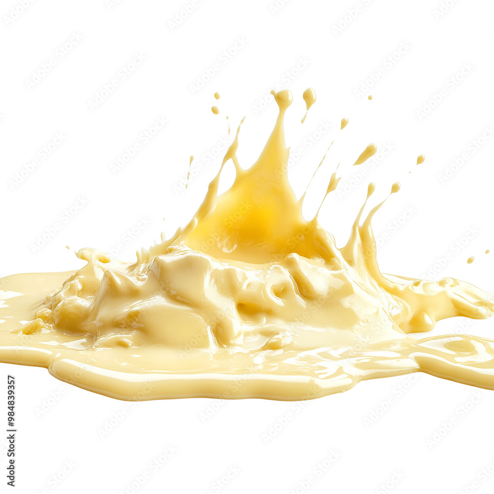 Melted cheese sauce splashing, cut out Melted cheese sauce splashing, cut out