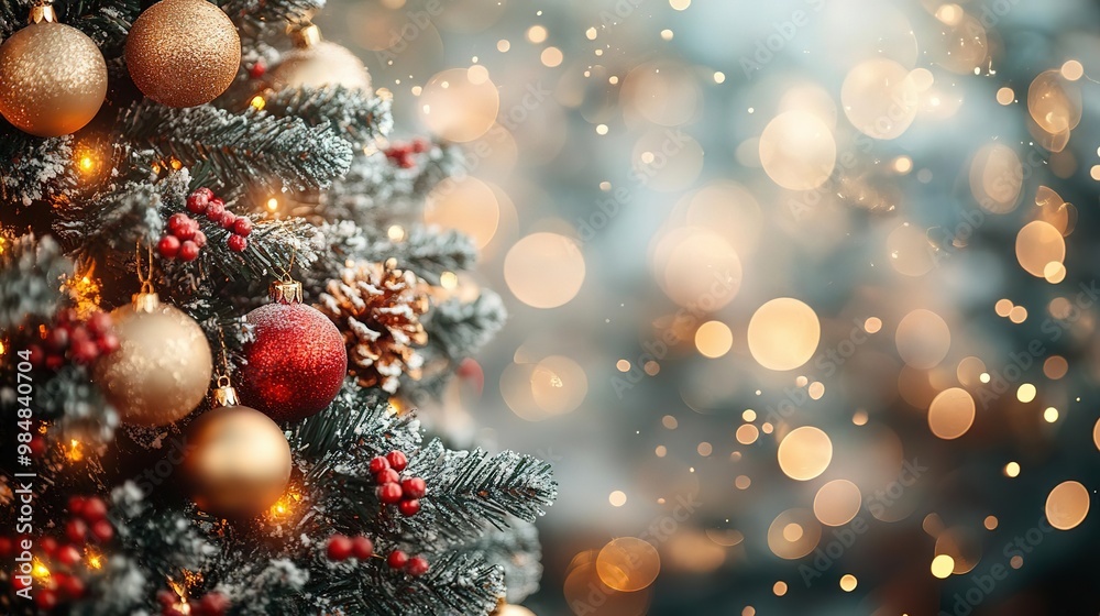 A beautifully decorated Christmas tree with sparkling lights and ornaments, creating a festive and dreamy holiday atmosphere. A beautifully decorated Christmas tree with sparkling lights and ornaments, creating a festive and dreamy holiday atmosphere.