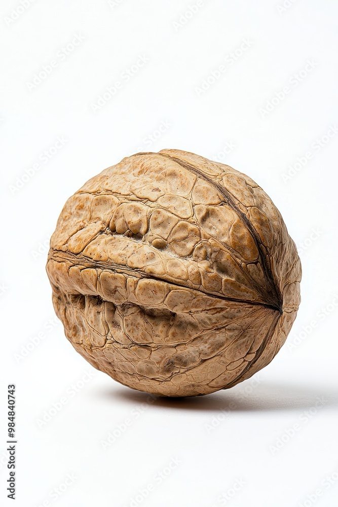 Close-up of a single walnut isolated against a white background. Close-up of a single walnut isolated against a white background.