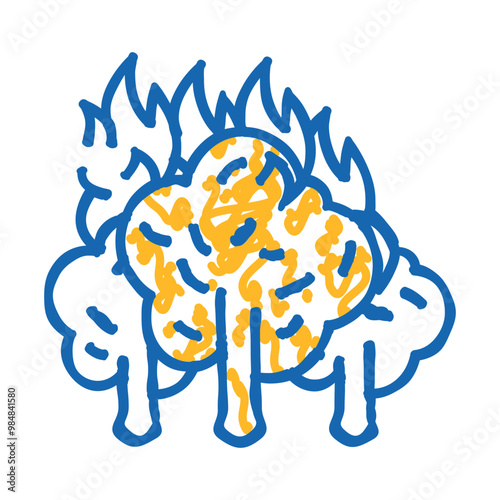 forest fire disaster doodle icon sketch vector. forest fire disaster sign. isolated symbol illustration