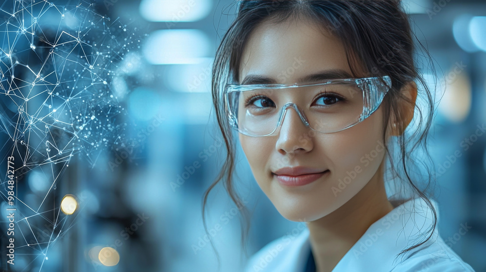 Young woman scientist looking at the camera in a lab Young woman scientist looking at the camera in a lab
