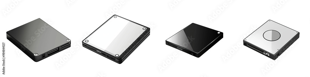 Four sleek, metallic computer chips displayed on a dark background, showcasing varying shapes and finishes. Four sleek, metallic computer chips displayed on a dark background, showcasing varying shapes and finishes.