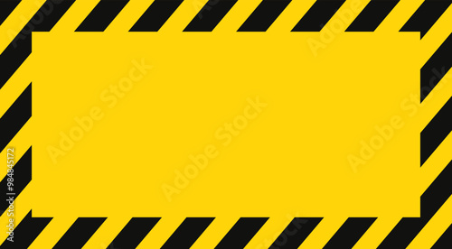 Danger attention yellow banner black stripe background vector illustration