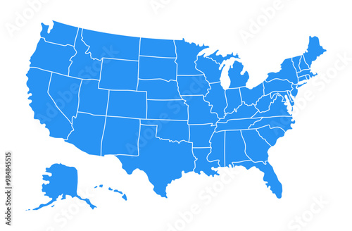 USA country map blue color illustration
