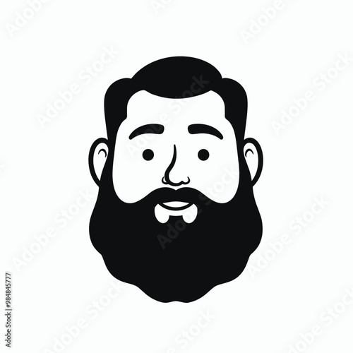 Black and white illustration of a bearded man with a friendly expression on a plain white background.