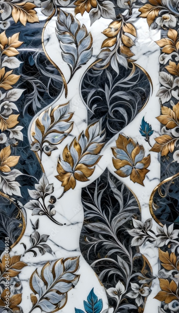 A marble surface with a floral pattern A marble surface with a floral pattern