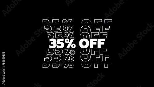 35% off text animation. Seamless looping video for store promotions and discounts photo