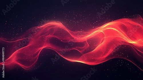 Vibrant red abstract wave flow with a soft glow, creating a dynamic and energetic visual effect against a dark background.