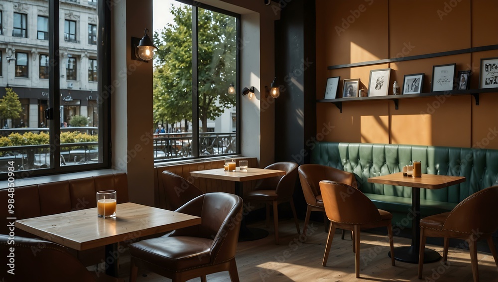 Modern café setting. Modern café setting.