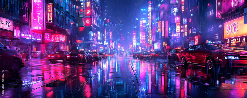 futuristic cyberpunk neon city. vector simple illustration futuristic cyberpunk neon city. vector simple illustration