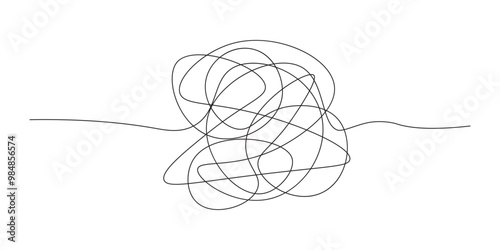 Messy chaotic line ball illustration isolated on white background drawing. Vector icons in flat style