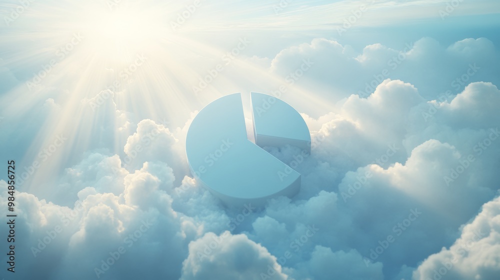 A white pie is cut in half and is floating in the sky A white pie is cut in half and is floating in the sky