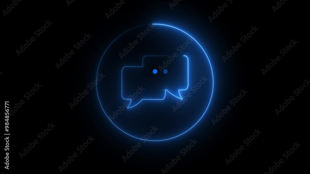 glowing neon message box icon animation video notice receive massage animated sign symbol on black background glowing neon message box icon animation video notice receive massage animated sign symbol on black background