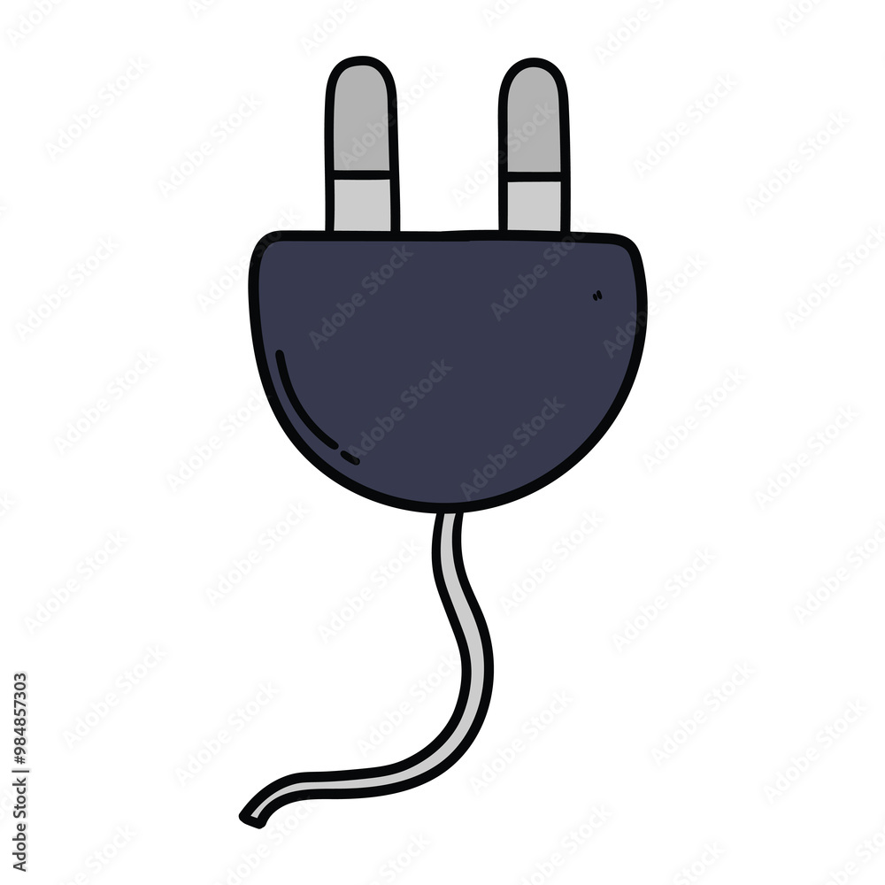 Hand drawn cartoon electric plug on a white background. Hand drawn cartoon electric plug on a white background.