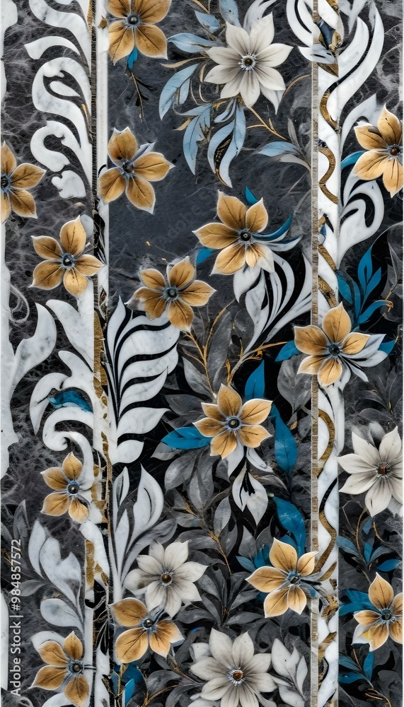 A marble surface with a floral pattern A marble surface with a floral pattern