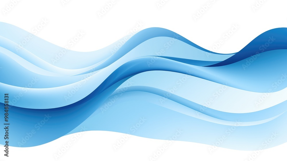 Fototapeta premium Abstract blue wavy background with white space.